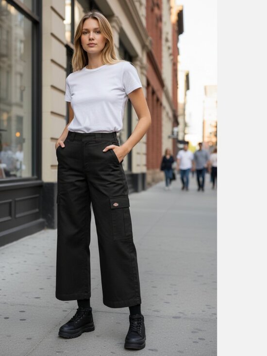 Dickies Pants - NWT Dickies Women's Twill Crop Cargo Pants Black Pockets SZ-8R